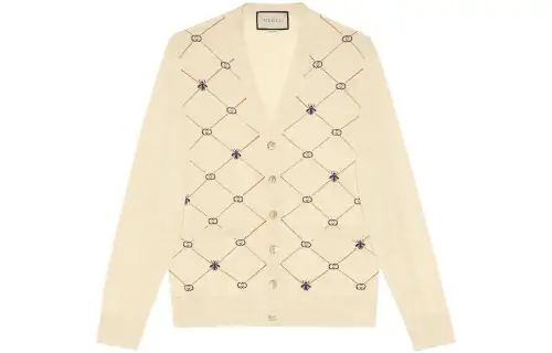 GUCCI Sweaters Men's Beige V Neck Moderate