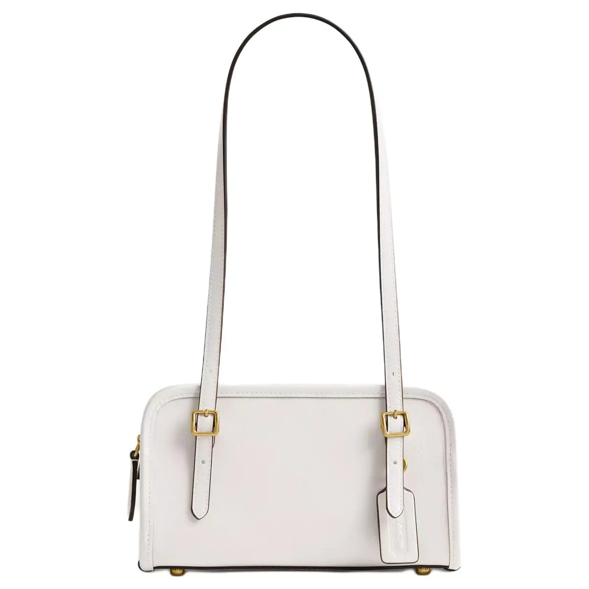 COACH SWING Crushed Leather Shoulder Bag Small Women's Brass & Chalk White