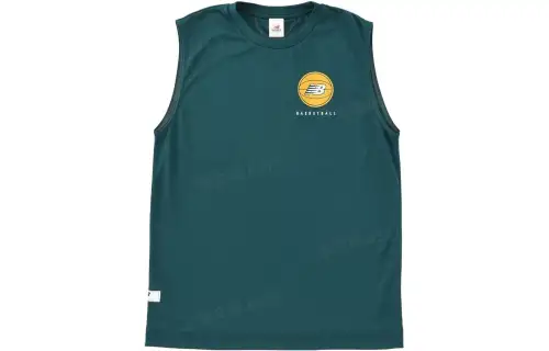 New Balance Tank Tops Men's Green Crew Neck Straight Fit