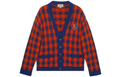 Interlocking Gg gingham wool cardigan