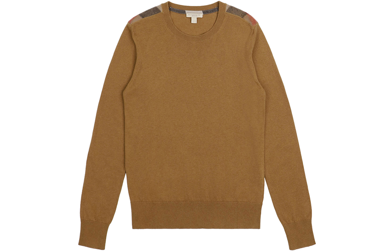 Burberry Cashmere Sweaters Men's Camel Crew Neck Moderate