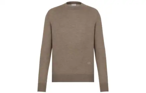 DIOR Cashmere Sweaters Men's Beige Crew Neck Moderate