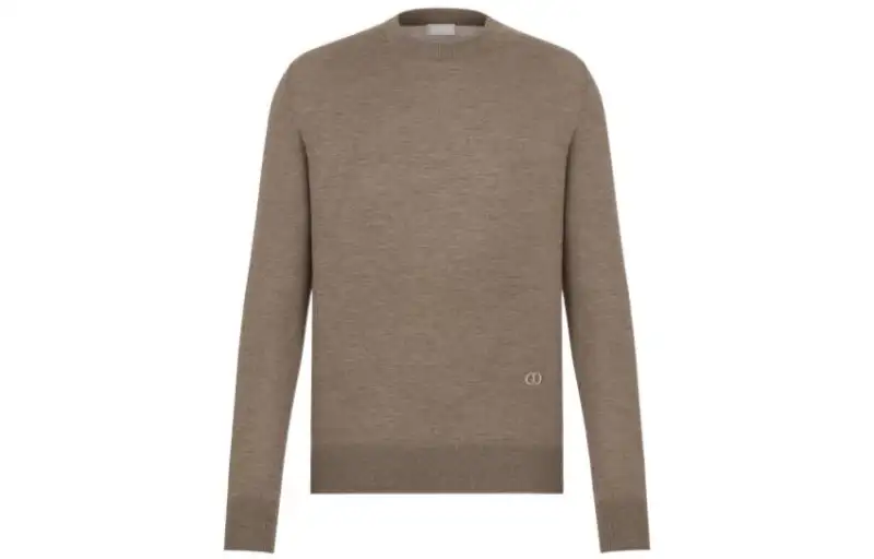 DIOR Cashmere Sweaters Men's Beige Crew Neck Moderate