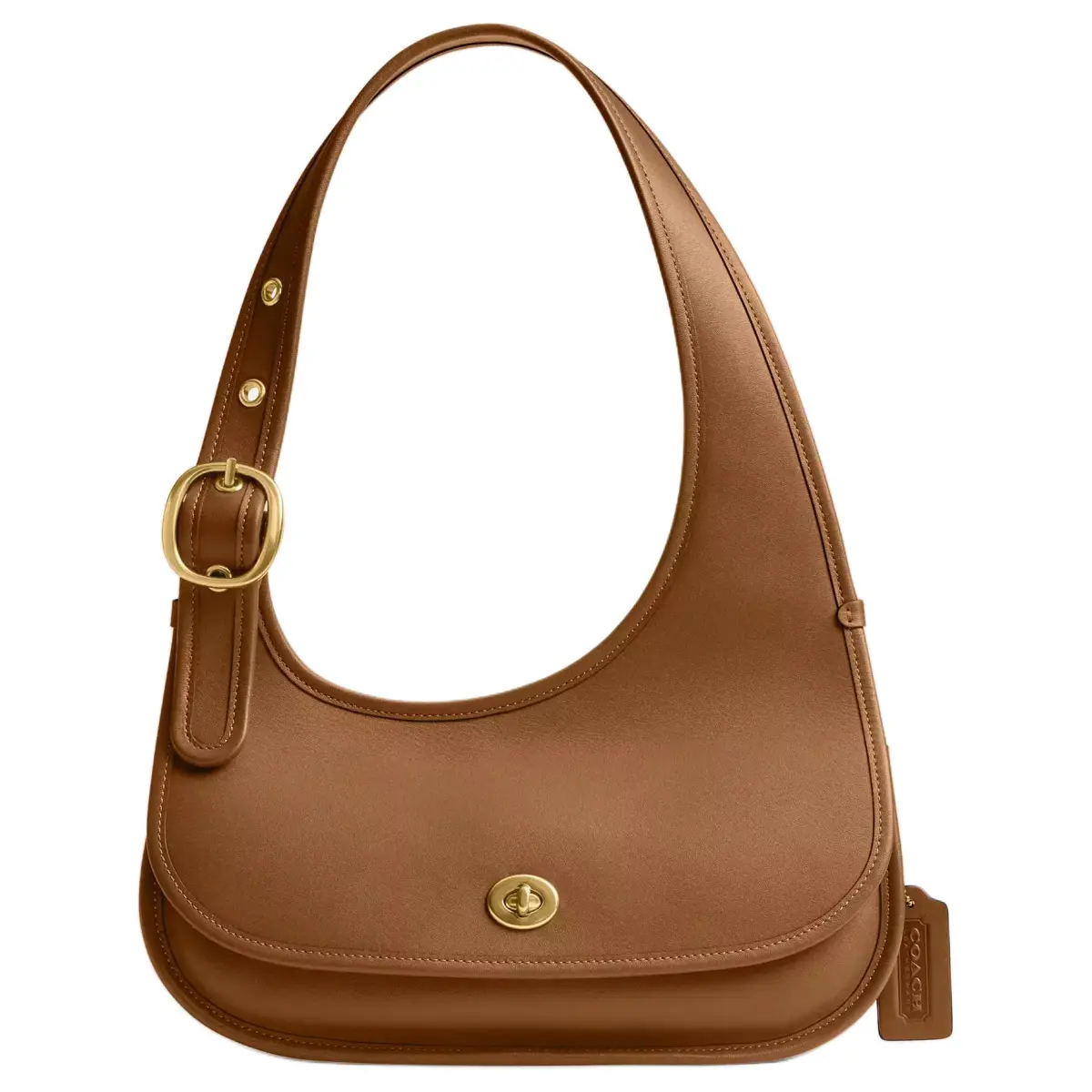 COACH Cashin Leather Crescent Bag Shoulder Bag Large Women's Brass & Honey Brown