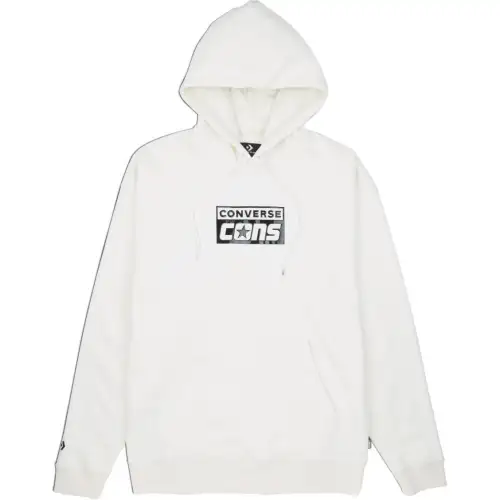Converse Brushed Back Fleece Pullover Hoodie Sweatshirt Men's White Egret