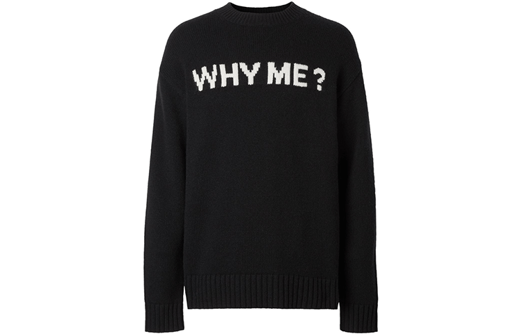 Burberry Cashmere Sweaters Men's Black Crew Neck Moderate