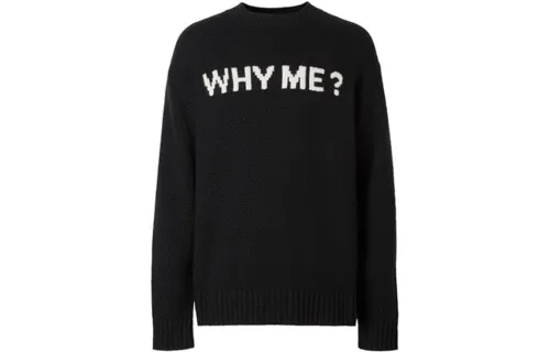 Burberry Cashmere Sweaters Men's Black Crew Neck Moderate