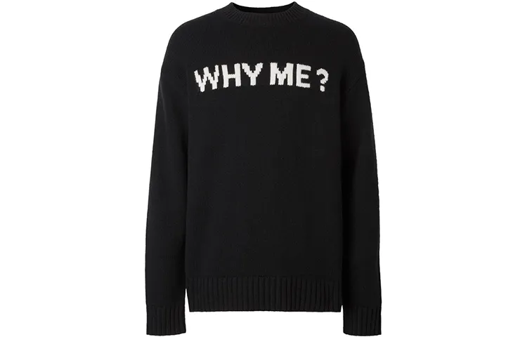 Burberry Cashmere Sweaters Men's Black Crew Neck Moderate