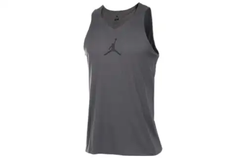 Jordan Flight Tank Tops Men's Gray Crew Neck Moderate Straight Fit