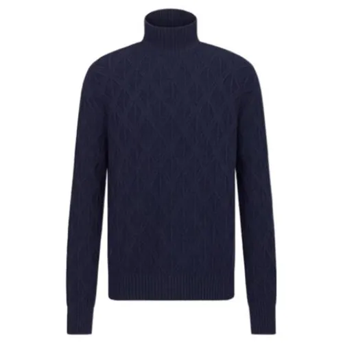 DIOR Cashmere Sweaters Men's Navy Turtleneck Moderate