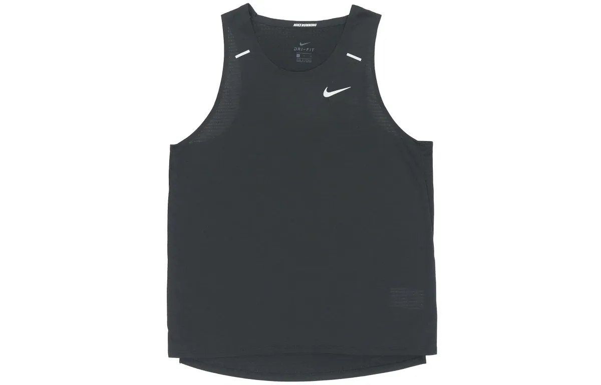 Nike Tank Tops Men's Black Crew Neck Thin Asymmetrical Shoulder