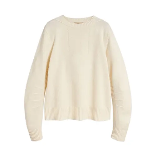 Burberry Cashmere Sweaters Men's Ecru Crew Neck Moderate