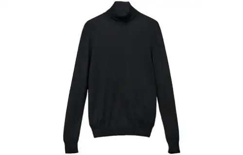 HERMES Cashmere Sweaters Men's Black Turtleneck Moderate