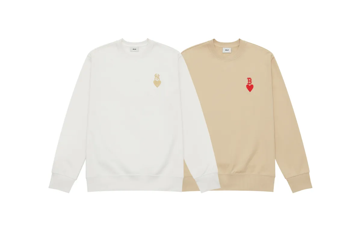 MLB New York Yankees Heart 24FW Sweatshirt Unisex 2 Pack Cream