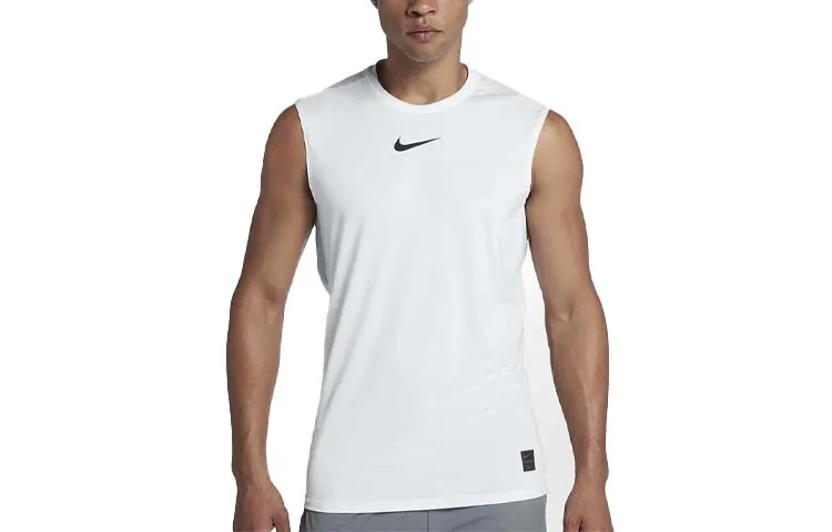 Nike Tank Tops Men's White Crew Neck Moderate Straight Fit