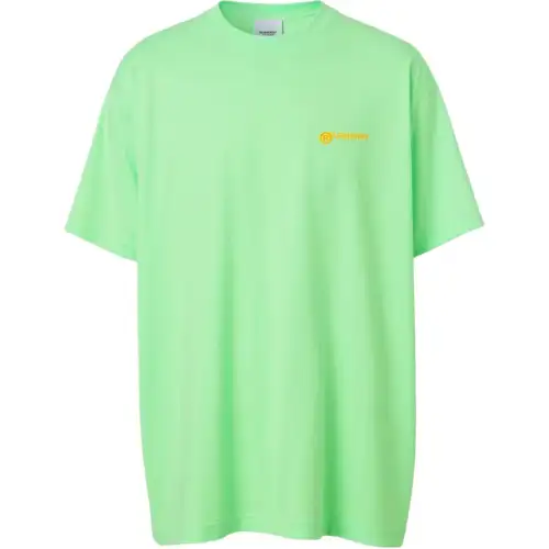 Burberry T Shirts Men's Green Crew Neck Moderate Straight Fit