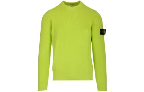 STONE ISLAND Sweaters Men's Yellow Green Crew Neck Moderate Other