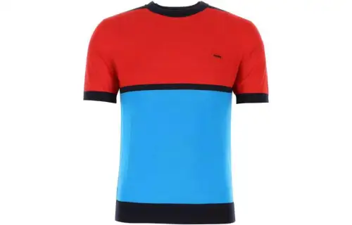 Prada logo-embroidered colour-block jumper