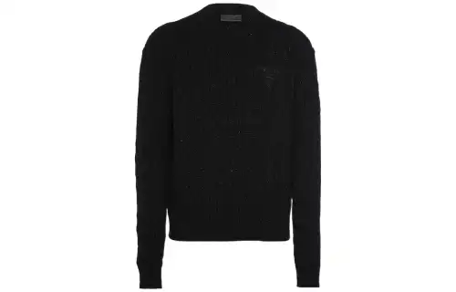 【Previous Season】logo-embroidered cable-knit jumper