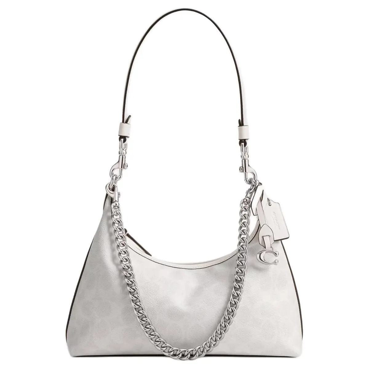 COACH Juliet Coated Canvas Shoulder Bag Medium Women's Silver & Chalk & White