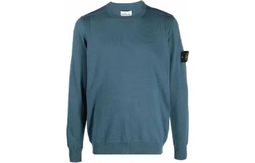 STONE ISLAND Sweaters Men's Gray Blue Crew Neck Moderate Straight Fit