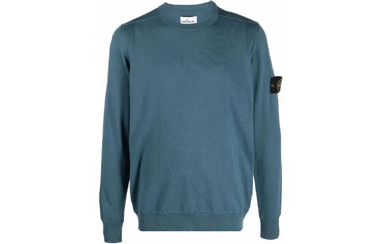 STONE ISLAND Sweaters Men's Gray Blue Crew Neck Moderate Straight Fit