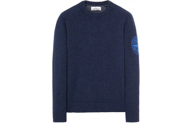 STONE ISLAND Sweaters Men's Marine Blue Crew Neck Moderate Straight Fit