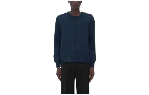 Bottega Veneta Sweaters Men's Navy Blue Crew Neck Moderate Other