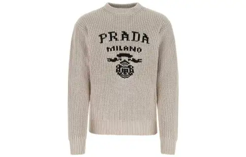 PRADA Sweaters Men's Beige Crew Neck Moderate Other