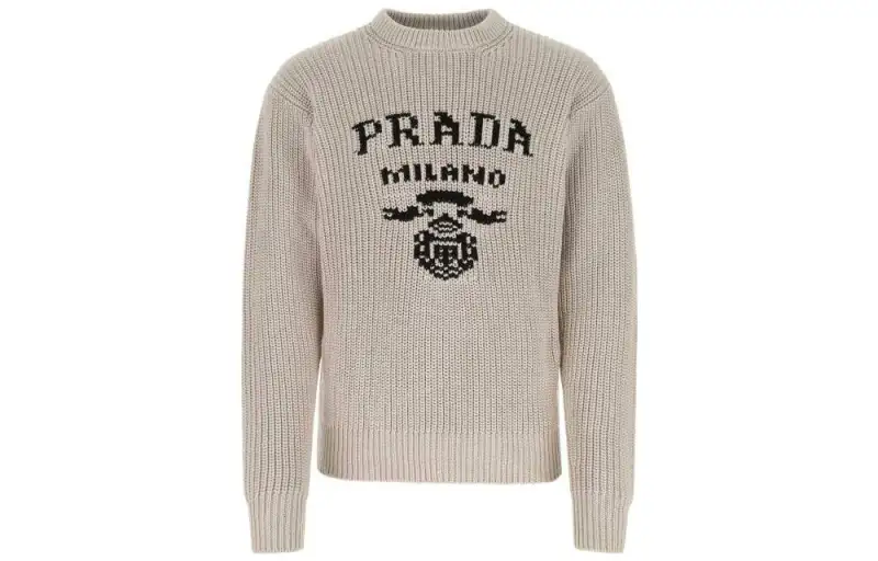 PRADA Sweaters Men's Beige Crew Neck Moderate Other