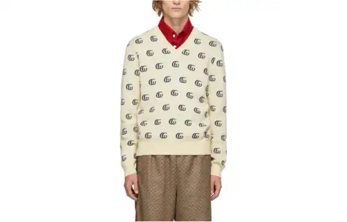 GUCCI Sweaters Men's Beige V Neck Moderate Other