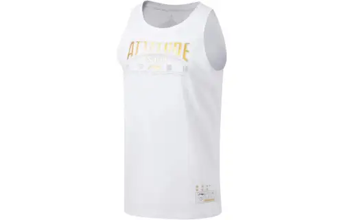 LiNing Li Ning Sports Basketball Series Letter Printed Moisture-Removing Quick-Drying Vest Sling Men's Standard White