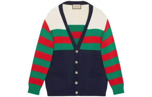 GUCCI Striped Button Up Cardigan
