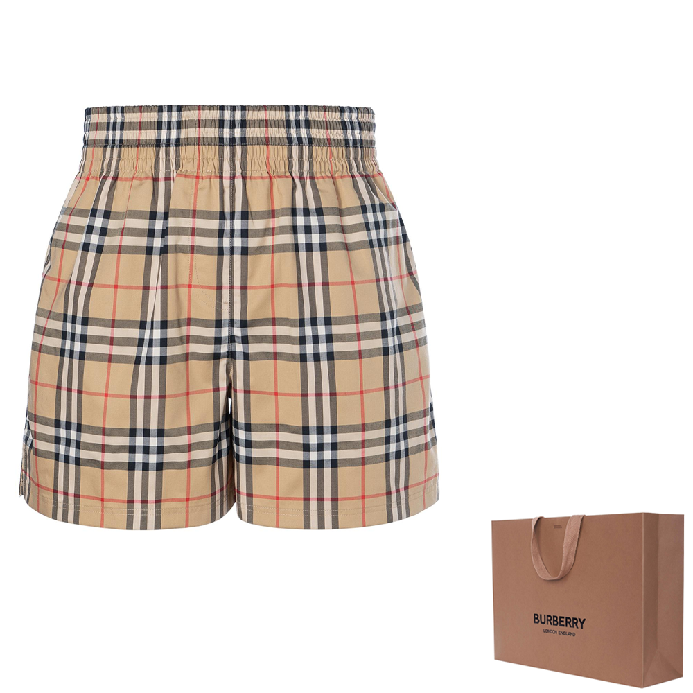 Женские шорты Burberry (бежевые) — фото 9