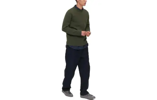UNIQLO Sweaters Men's Olive Crew Neck Moderate Other