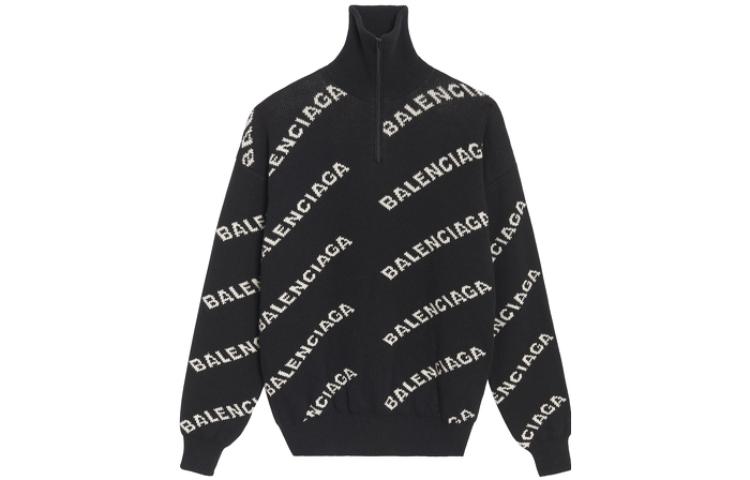 Balenciaga Sweaters Men's Black Stand Collar Moderate Other