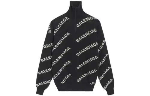 Balenciaga Sweaters Men's Black Stand Collar Moderate Other