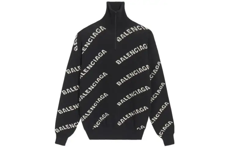 Balenciaga Sweaters Men's Black Stand Collar Moderate Other