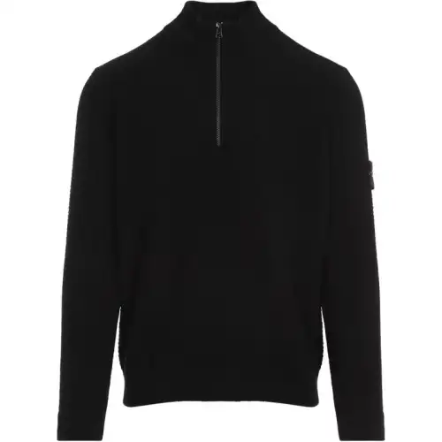 STONE ISLAND Logo Patch Half Zip Jumper