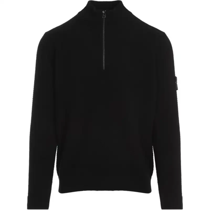 STONE ISLAND Logo Patch Half Zip Jumper