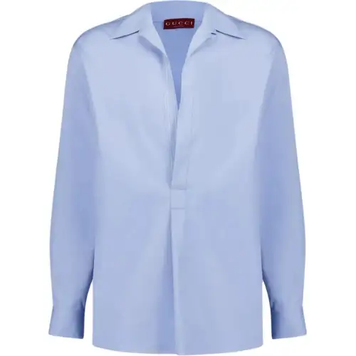 GUCCI Shirts Men's Light Blue Lapel Moderate Shirt