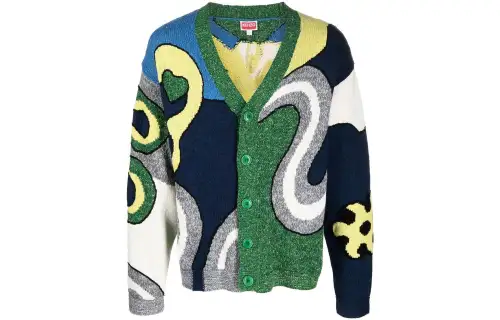 【Previous Season】abstract-intarsia knit cardigan