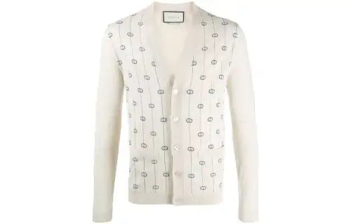 GUCCI Sweaters Men's White V Neck Moderate