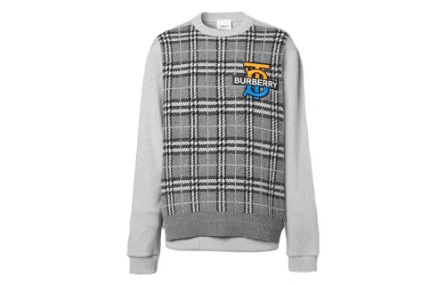Burberry Cashmere Sweaters Men's Gray Crew Neck Moderate