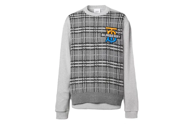 Burberry Cashmere Sweaters Men's Gray Crew Neck Moderate