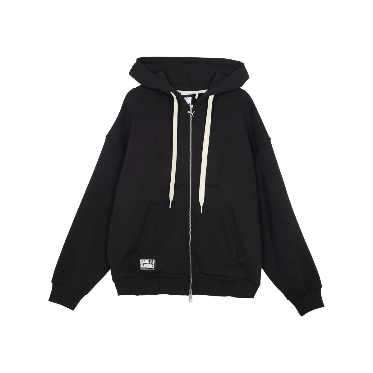 PUMA CLASSICS Casual Fleece Lined Thermal Hooded Cardigan Sweatshirt Unisex Black