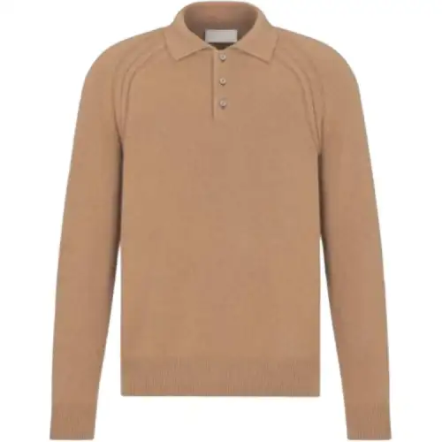 DIOR Sweaters Men's Light Brown Lapel Moderate Other