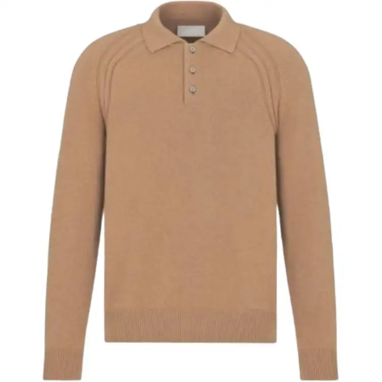 DIOR Sweaters Men's Light Brown Lapel Moderate Other