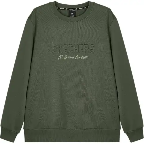 Skechers Sports League Collection Pullover Crew Neck Fleece Lined Long Sleeved Sweatshirt Men's Dark Ink Green