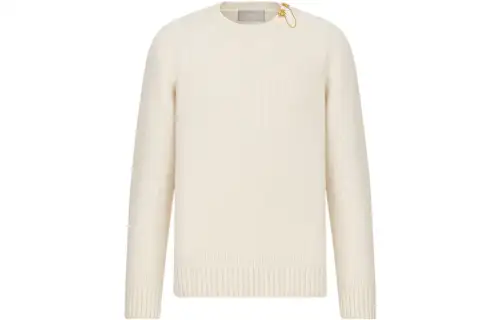 DIOR Quarterly New Products Sweaters Men's Ecru Crew Neck Moderate Other